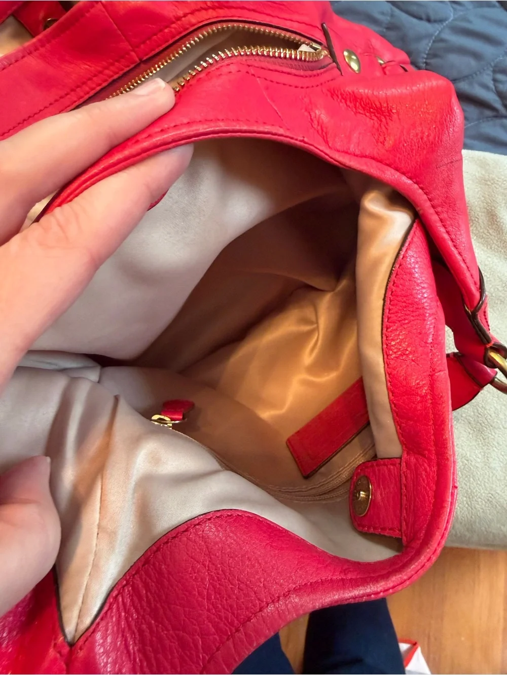 Coach Pebble Leather Hobo Bag in Hot Pink with Gold Hardware